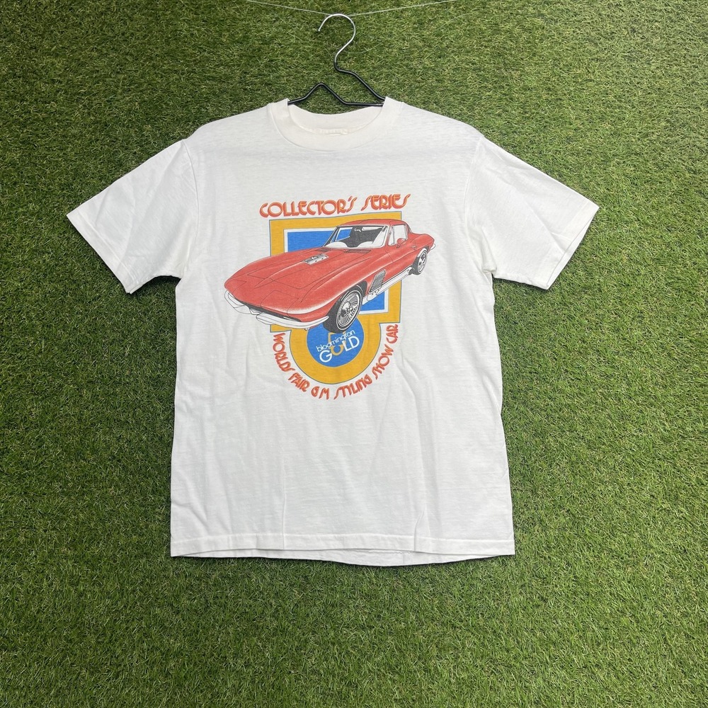 Vintage Corvette Shirt Mens Medium Bloomington Gold Collectors Series Car 80s
